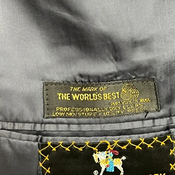 Hart Schaffner Marx Blazer Mens 46L Gray Excellent Wool Gold Trumpeter Jacket - Picture 7 of 11